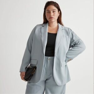 NWT Madewell The Plus Larsen Blazer in Drapeweave, Color Overcast Blue, Size 1X